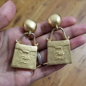 Karl Lagerfeld Purse clip on earrings.